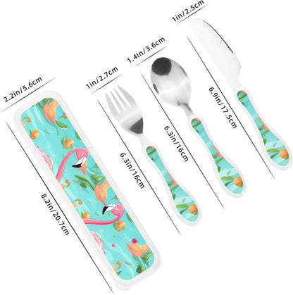 3-Piece Kids Silverware Set With Storage Case, Stainless Steel Reusable Children Safe Knife Spoon Fork Set Beach House Children Flatware Set For Kids Lunch Box