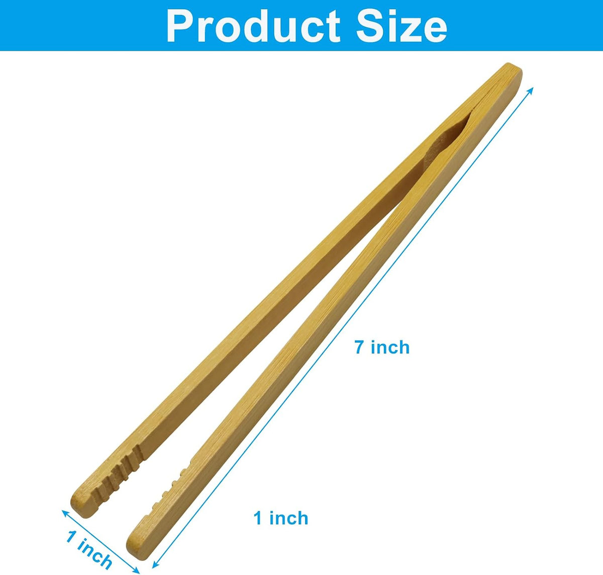 Kitchen Utensil Tongs, 7 Inch Bamboo