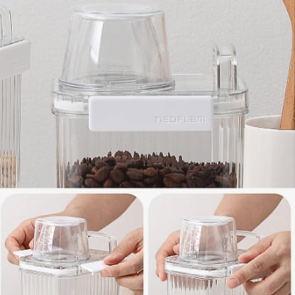 Neoflam 3 Set Airtight Kitchen Pantry Dry Food Container with Handle, Dog, Cat, Pet Feed Dispenser with Measuring Cup, Refrigerator Cabinet Organization for Cereal, Rice, Grain, Pasta (61oz, 1800ml)