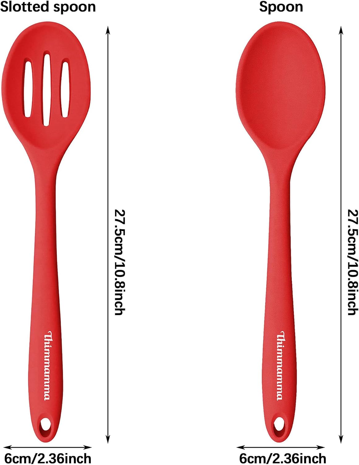 Silicone Cooking Spoon, Nonstick Kitchen Spoons for Cooking, Slotted and Solid Serving Spoon Heat Resistant, Silicone Mixing Spoons Basting for Nonstick Cookware 4 Pack
