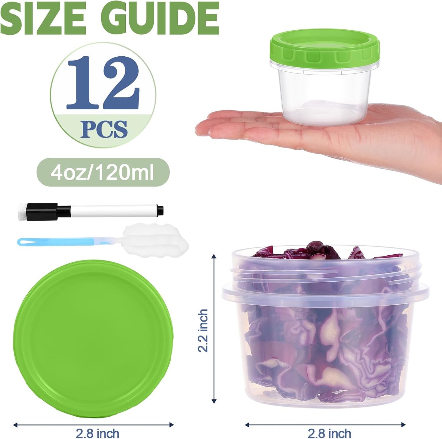10 oz Plastic Containers with Lids, 12 Pack Stackable Small Freezer Container, Reusable Clear Food Storage Meal Prep Containers for Snack Fruit, Microwave & Dishwasher Safe