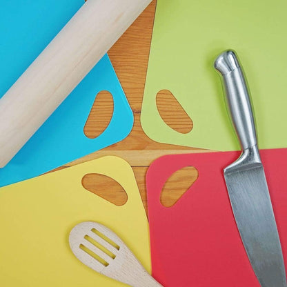 Flexible Cutting Board Mats – Set of 4 Durable Plastic Kitchen Food Prep Sheets, Non-Slip & Multicolored