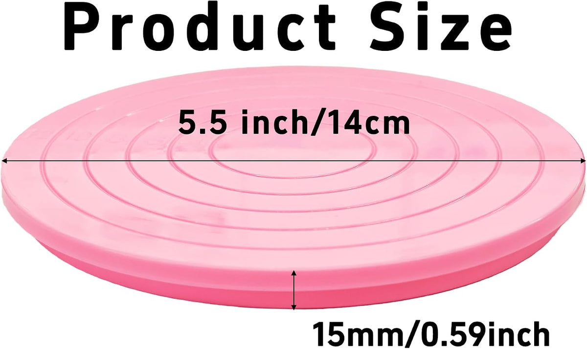 2PCS Cake Decorating Turntable 5.5inch Revolving Stand, Plastic Round Rotating Cookie Swivel for Home Kitchen Baking Tools Accessories Supplies Cupcake Pastry, Pink