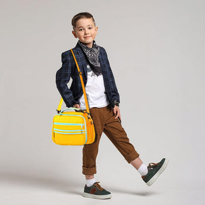 Cerbonny Kids Lunch Box, Insulated Lunch Bag for Girls and Boys, Durable Polyester with PEVA Lining, Adjustable Shoulder Strap, 10.8"L x 4"W x 8.8"H, 5 Pockets