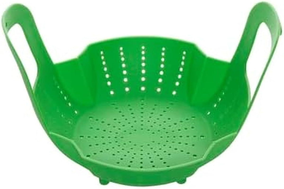Farberware Silicone Steamer Basket with Interlocking Handles – Heat-Resistant 450F Food Safe Silicone Steamer Insert – High Walls Keep Food Above Water – Rolls Up for Compact Storage – Dishwasher Safe