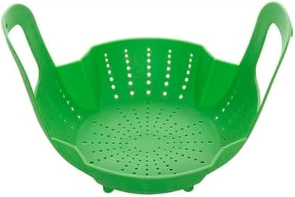 Farberware Silicone Steamer Basket with Interlocking Handles – Heat-Resistant 450F Food Safe Silicone Steamer Insert – High Walls Keep Food Above Water – Rolls Up for Compact Storage – Dishwasher Safe