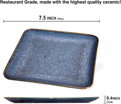Porcelain Plate Set Large Serving Tray Set of 4, Reusable Serving Platters for Party Food, Cookie, Appetizer, Charcuterie, Snack, Dessert Display,Stackable Kitchen Dish 14.4 INCH