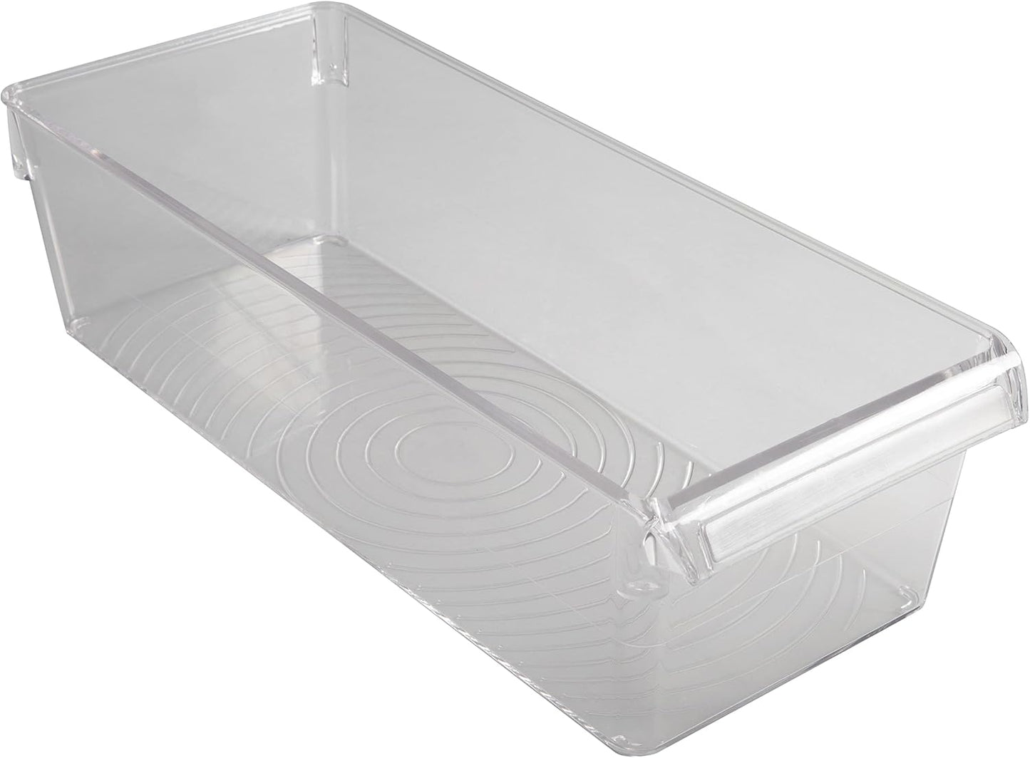 Kitchen Details 2 Pack Medium Refrigerator Storage Bin | Fridge & Freezer | Kitchen Organization | Stainless Steel Handle | Countertop | Cabinets | Pantry | Clear