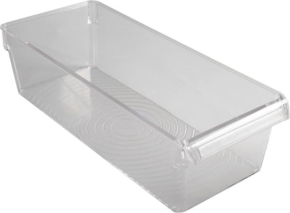 Kitchen Details 2 Pack Medium Refrigerator Storage Bin | Fridge & Freezer | Kitchen Organization | Stainless Steel Handle | Countertop | Cabinets | Pantry | Clear