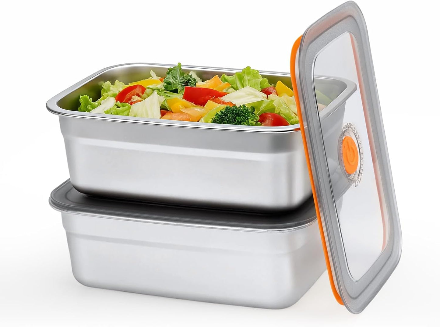 2 PCS Stainless Steel Food Storage Containers(67oz) with Lids Leak Proof & Airtight | Stainless steel freezer Containers,Airtight Bento Lunch Box,For Meal Prep,Fruit,Freezer