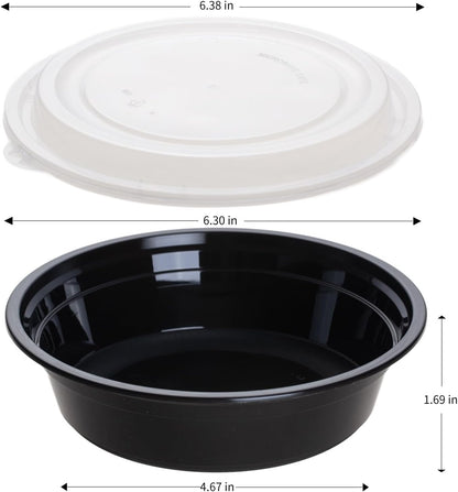 30oz Meal Prep Containers Bulk 50-Pack - 2-Compartment with Lids, Leakproof, Microwave/Freezer/Dishwasher Safe - Commercial Food Storage, Black