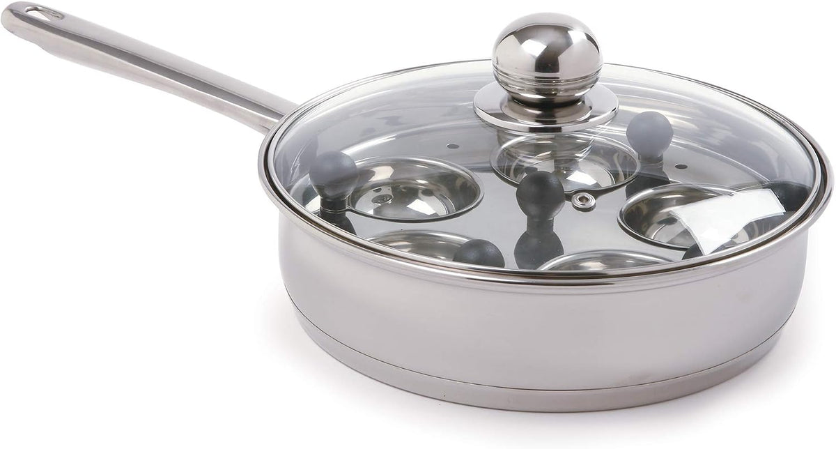 Norpro Stainless Steel Egg Poacher/Skillet Set, 10", Silver, 1 Liters