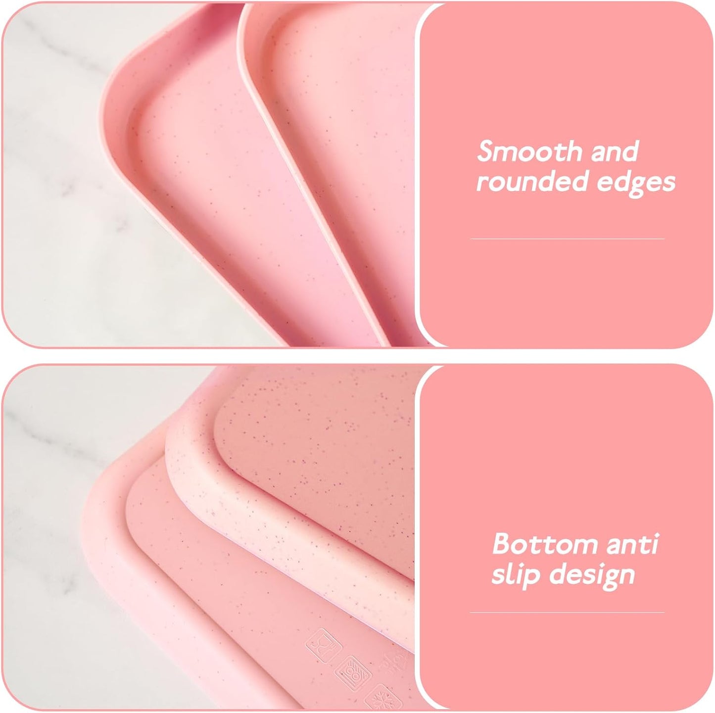 4 Pack Multicolo Plastic Serving Trays for Party Serving Food - Rectangular, 8.66 by 12 in, Heavy Duty Dessert Trays for Food Erving Platters for Party Tray Decor Veggie,Snack