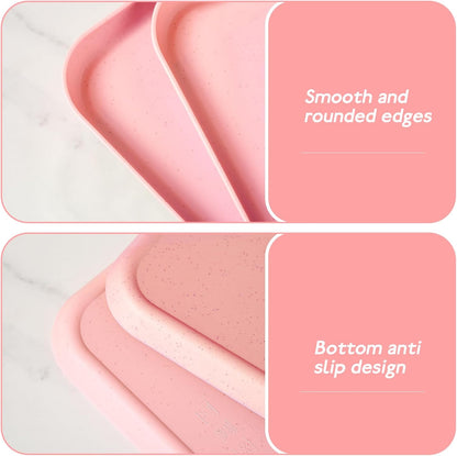 4 Pack Multicolo Plastic Serving Trays for Party Serving Food - Rectangular, 8.66 by 12 in, Heavy Duty Dessert Trays for Food Erving Platters for Party Tray Decor Veggie,Snack