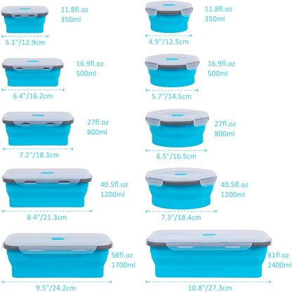 Collapsible Food Storage Containers with Lids, 4 Pack, 40 oz Silicone 1-Compartment Meal Prep Containers Reusable, Lunch Bento Boxes for Adults, Microwave Freezer Dishwasher Safe, BPA-Free, Black