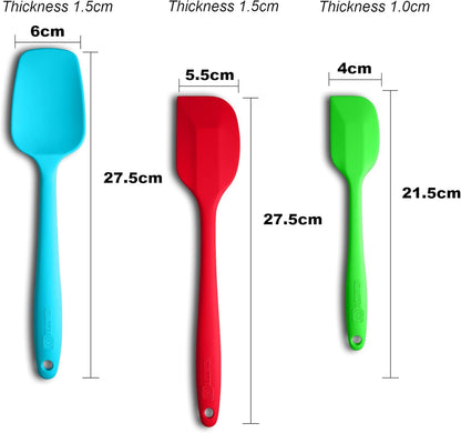 Silicone Spatula 3-piece Set, Ergonomic Handle High Heat-Resistant Spatulas, Non-stick Rubber Spatulas with Stainless Steel Core, Black
