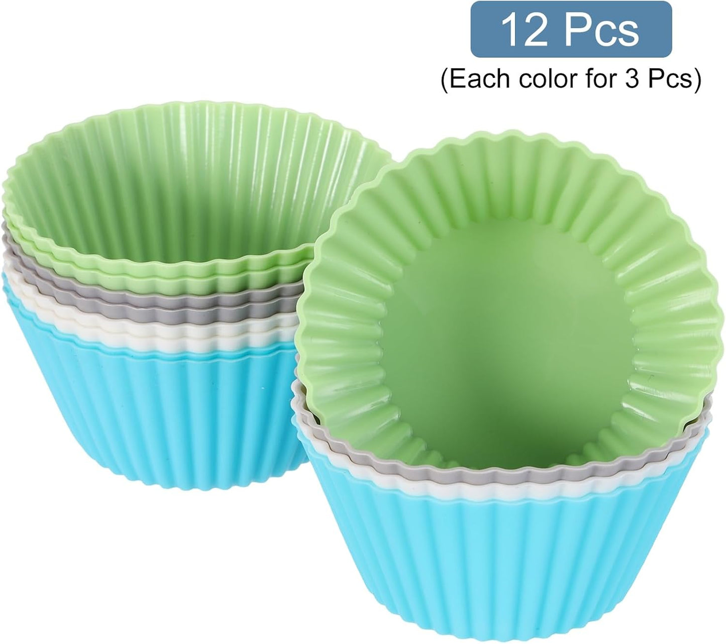 uxcell 18Pcs Silicone Cupcake Liners, Non-Stick Baking Cups, for Cooking Eggs, Baking Muffins and Make a Cake(Pink)