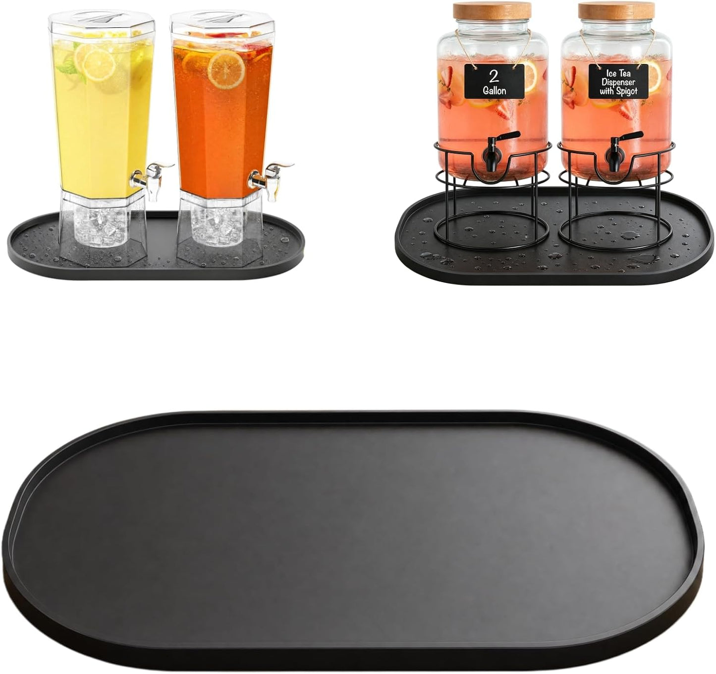 Drip Mat Fit for Drink Dispenser, Drip Tray for 2 Glass Drink Dispensers | Fits Dual Beverage Dispensers And Catches Drips, Condensation And Spills For Cleaner Party Tables And Drink Stations
