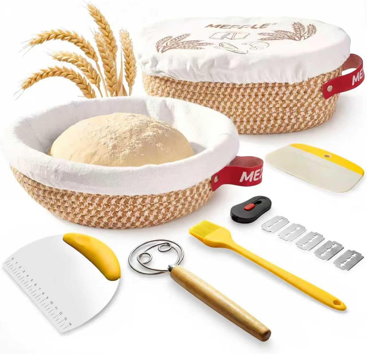 10"Round and 11"Oval Banneton Proofing Baskets with Liners & Covers 2 Pack