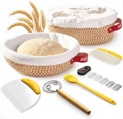 10"Round and 11"Oval Banneton Proofing Baskets with Liners & Covers 2 Pack