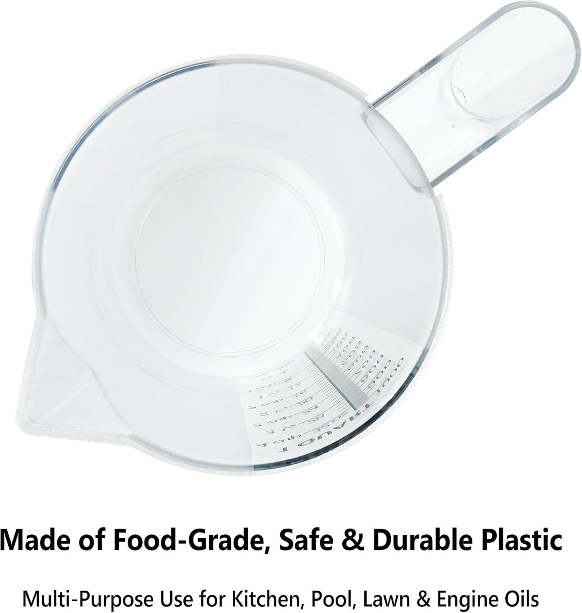 Plastic Measuring Cup with Handle, Pool Chemical Measuring Cup, Plastic Measuring Pitcher for Liquid Mixing, Pouring, Lawn Care, Pet Food, Motor Oil, Laboratory and More (32, Fluid Ounces, 1000ml)