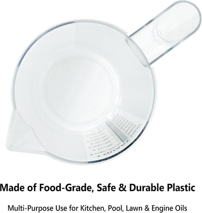 Plastic Measuring Cup with Handle, Pool Chemical Measuring Cup, Plastic Measuring Pitcher for Liquid Mixing, Pouring, Lawn Care, Pet Food, Motor Oil, Laboratory and More (32, Fluid Ounces, 1000ml)