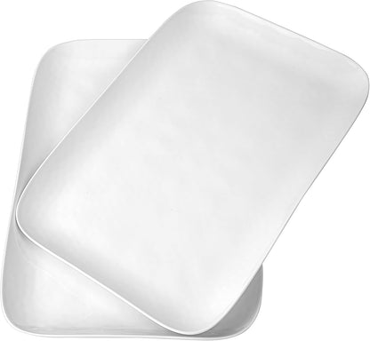 KX-WARE White Melamine Serving Trays (Set of 2) 17” x 12” | Large Reusable Rectangular Party Platters | Serve Appetizers, Fruit, Veggies, & Desserts | BPA-Free & Dishwasher Safe