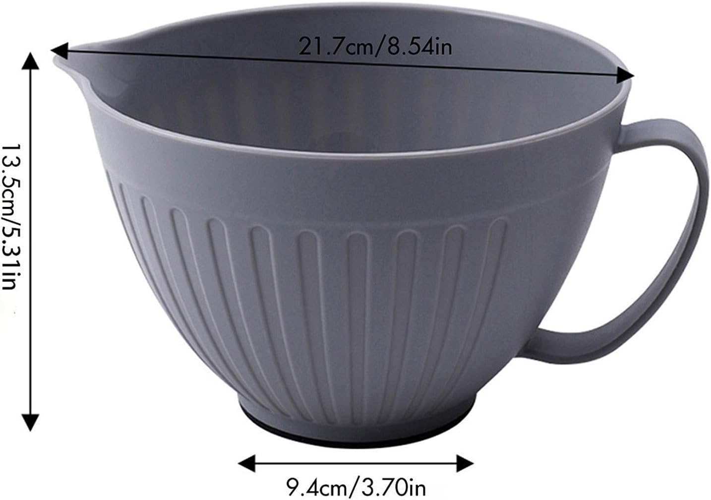 Mixing Bowl Batter Bowl Long Handle with Spout Oatmeal Bowl Serving Bowl Salad Bowl for Cooking Baking Soup Prepping Dessert, Pink