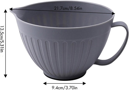Mixing Bowl Batter Bowl Long Handle with Spout Oatmeal Bowl Serving Bowl Salad Bowl for Cooking Baking Soup Prepping Dessert, Pink