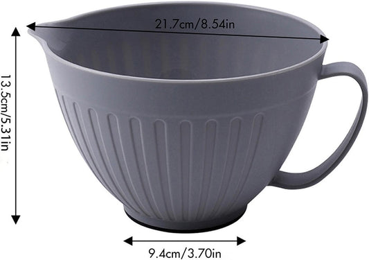 Mixing Bowl Batter Bowl Long Handle with Spout Oatmeal Bowl Serving Bowl Salad Bowl for Cooking Baking Soup Prepping Dessert, Pink