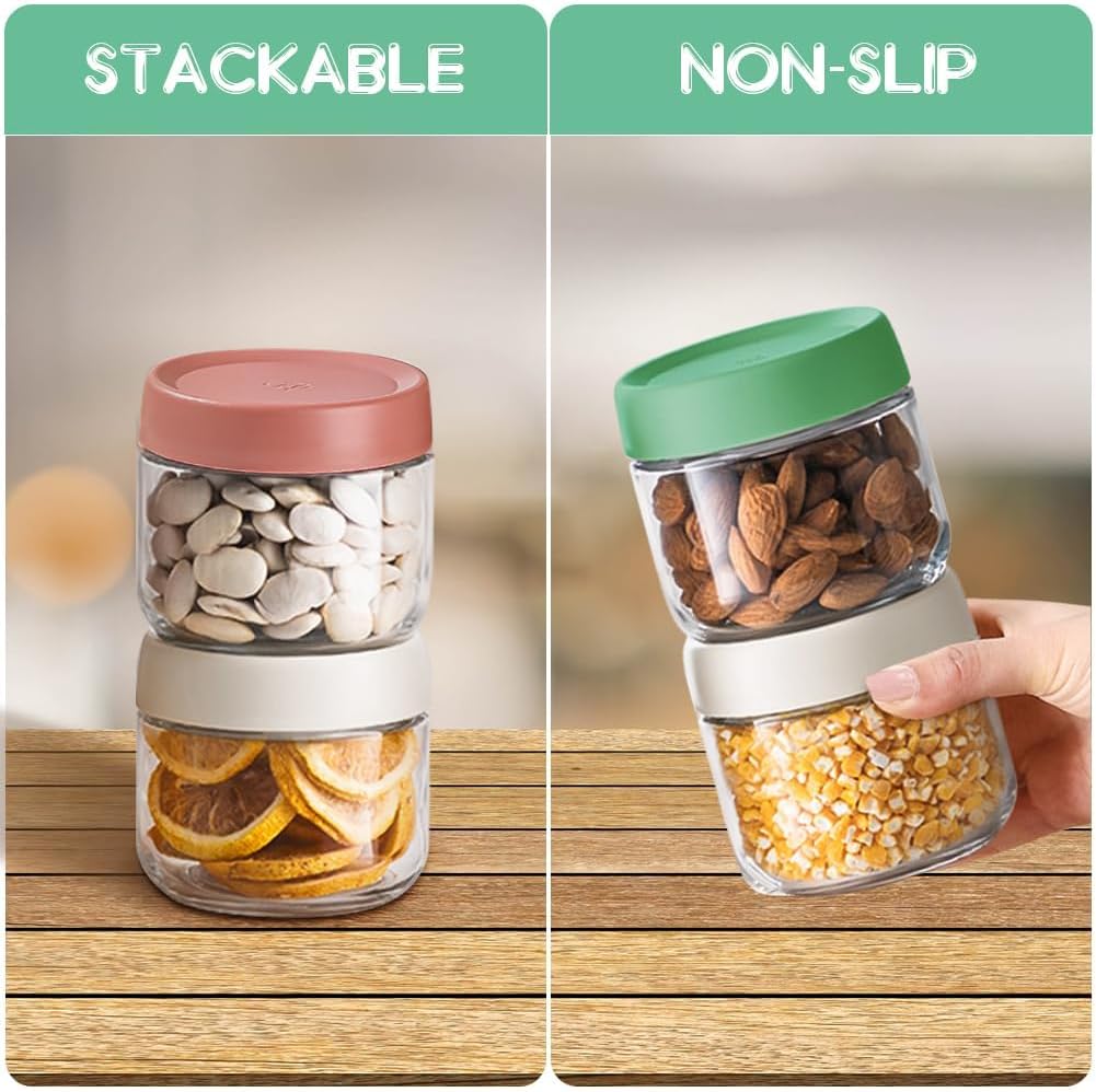 10oz Overnight Oats Containers with Lids - 2 Pack Bulk Airtight Glass Jars Meal Prep Jar for Yogurt Salad, Smoothies, Reusable Full Storage Containers appliance (Leakproof, Dishwasher & Freezer Safe)