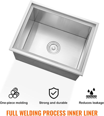 Happybuy Drop in Ice Chest 18L x 12W x 14.5H Inch Stainless Steel Ice Cooler with Sliding Cover Drop in Ice Bin Included Drain-Pipe and Drain Plug for Cold Wine Beer
