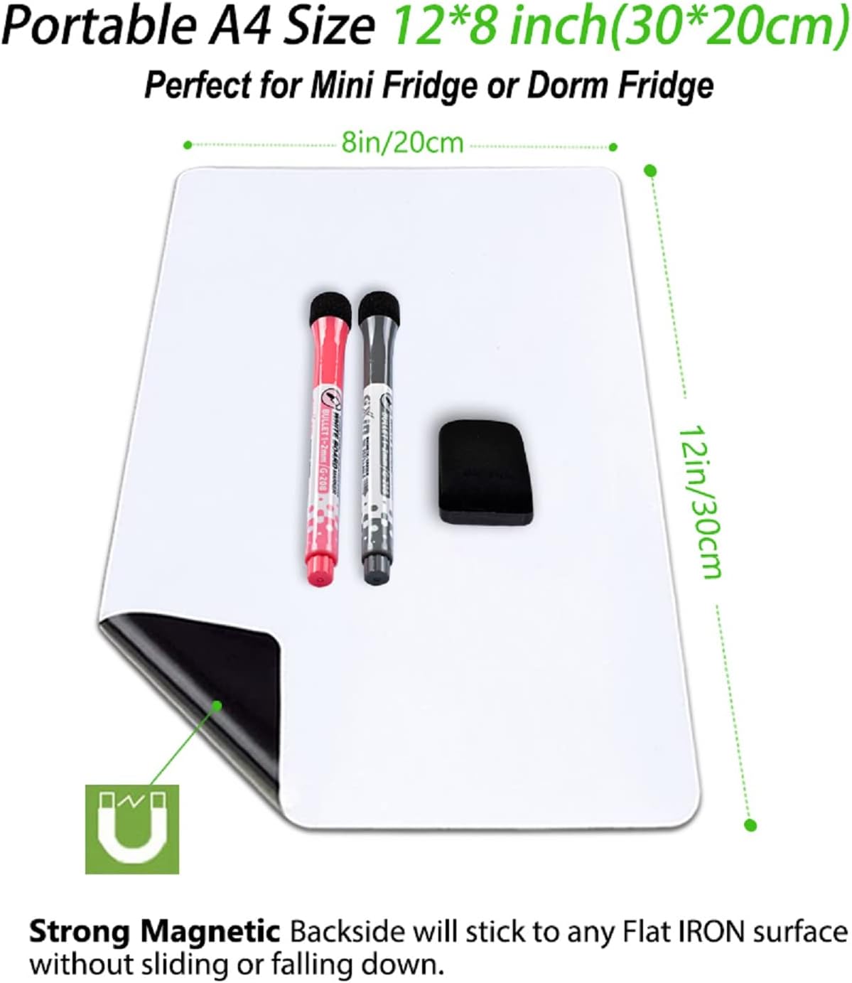 Magnetic Dry Erase Board Fridge White Board Sheet 20x13 inch, Flexible Large Refrigerator Magnets Whiteboard Planner for Home Kitchen, 2 Markers and Eraser