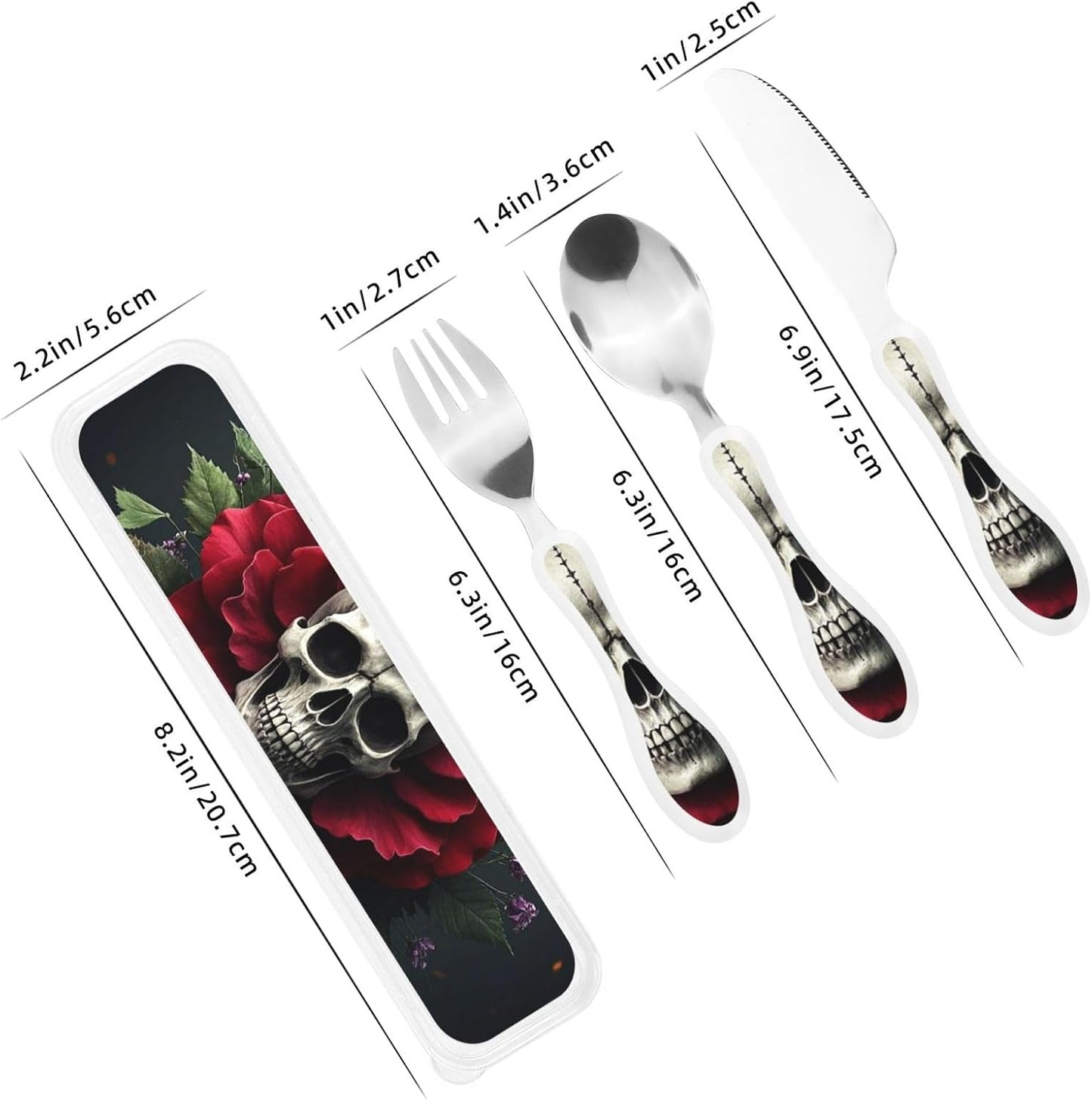3-Piece Kids Silverware Set With Storage Case, Stainless Steel Reusable Children Safe Knife Spoon Fork Set Dreamy Jellyfish Print Children Flatware Set For Kids Lunch Box