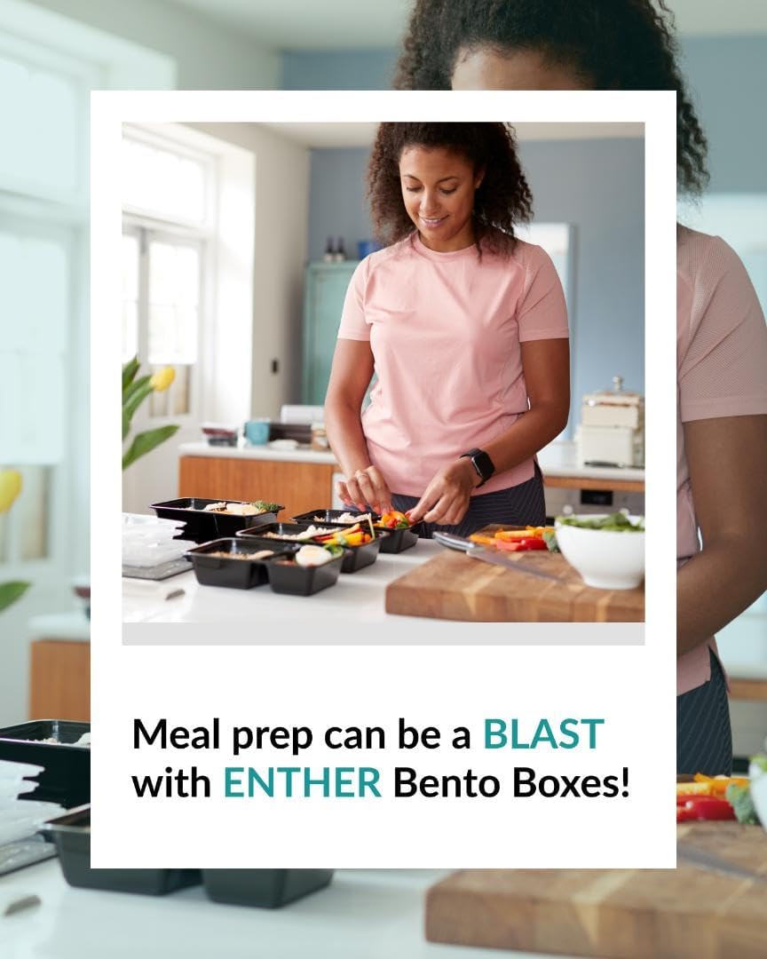 Enther Meal Prep Containers Single Lids Food Storage Bento BPA Free | Stackable | Reusable Lunch Boxes, Microwave/Dishwasher/Freezer Safe Portion Control (28 oz), 12 Pack 1 Compartment