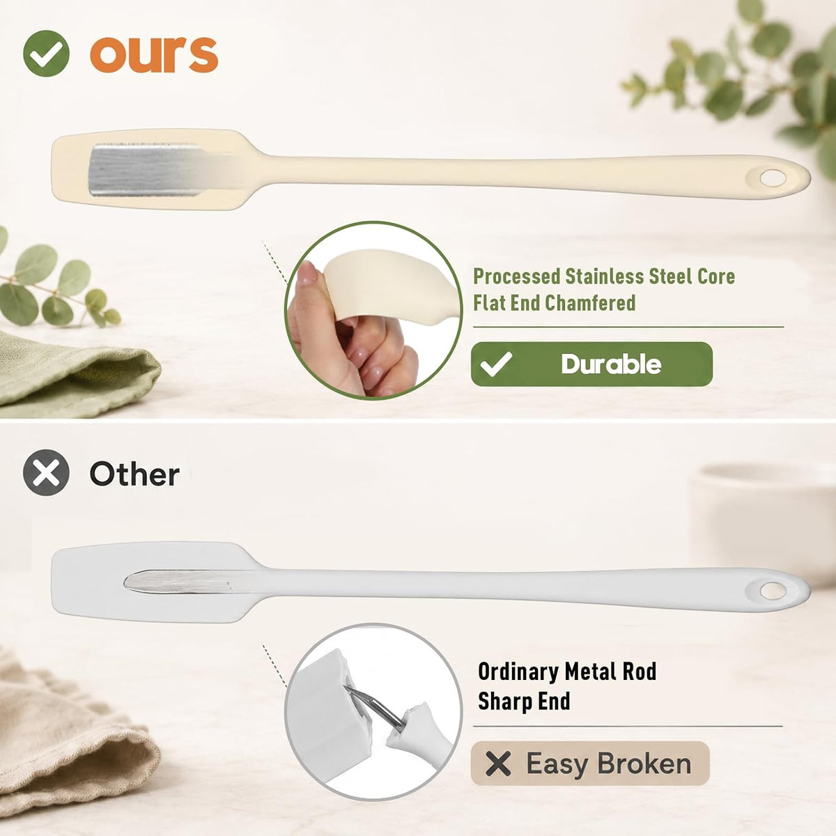 11 Inch Long Handle Stir Spatulas Long Silicone Scraper Spatulas 2 Pack