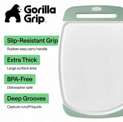 GORILLA GRIP BPA-Free Reversible Kitchen Cutting Board Set of 3, US Designed, Nonporous, Juice Grooves Catch Liquid, Slip Resistant Border, Dishwasher Safe, Durable Large Food Chopping Boards, Black