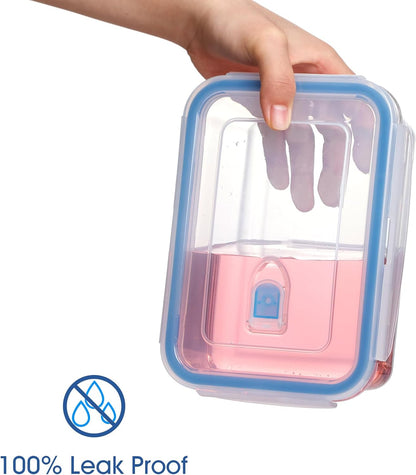 NUTRIUPS 34oz Glass Food Storage Containers with Lids, 1.0L Rectangle Meal Prep Containers, Airtight Reusable Lunch Container Set of 2