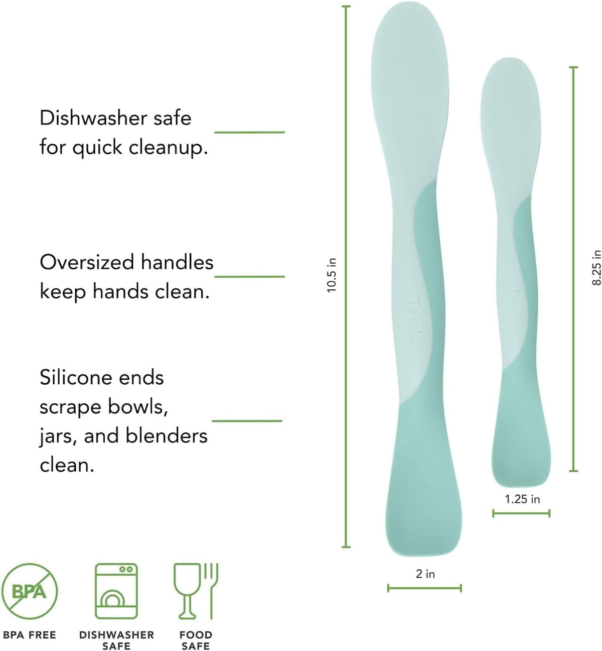 Tovolo Mini Scoop & Spread Tool for Kitchen Meal Prep Small Sandwich Spreader Spatula for Peanut Butter Jelly, Silicone BPA Free Dishwasher Safe Scooper Spreader, Aqua Seafoam Green