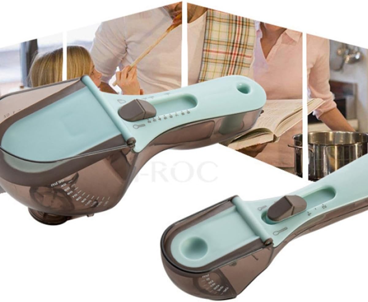 Cabilock 2Pcs Kitchen Measuring Cup Adjustable Measuring Spoons Plastic Cooking Baking Measure Tools (L +S)
