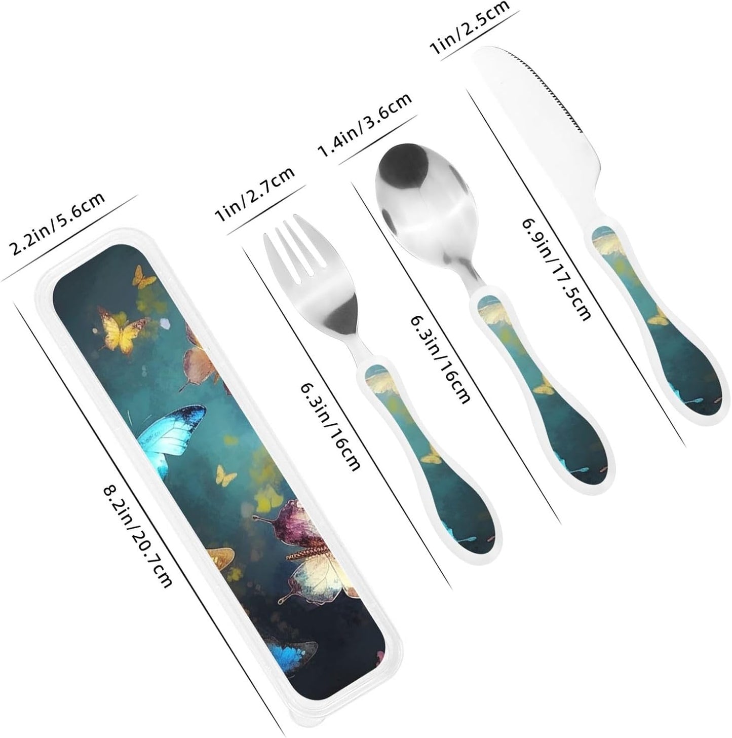 3-Piece Kids Silverware Set With Storage Case, Stainless Steel Reusable Children Safe Knife Spoon Fork Set Candy Children Flatware Set For Kids Lunch Box