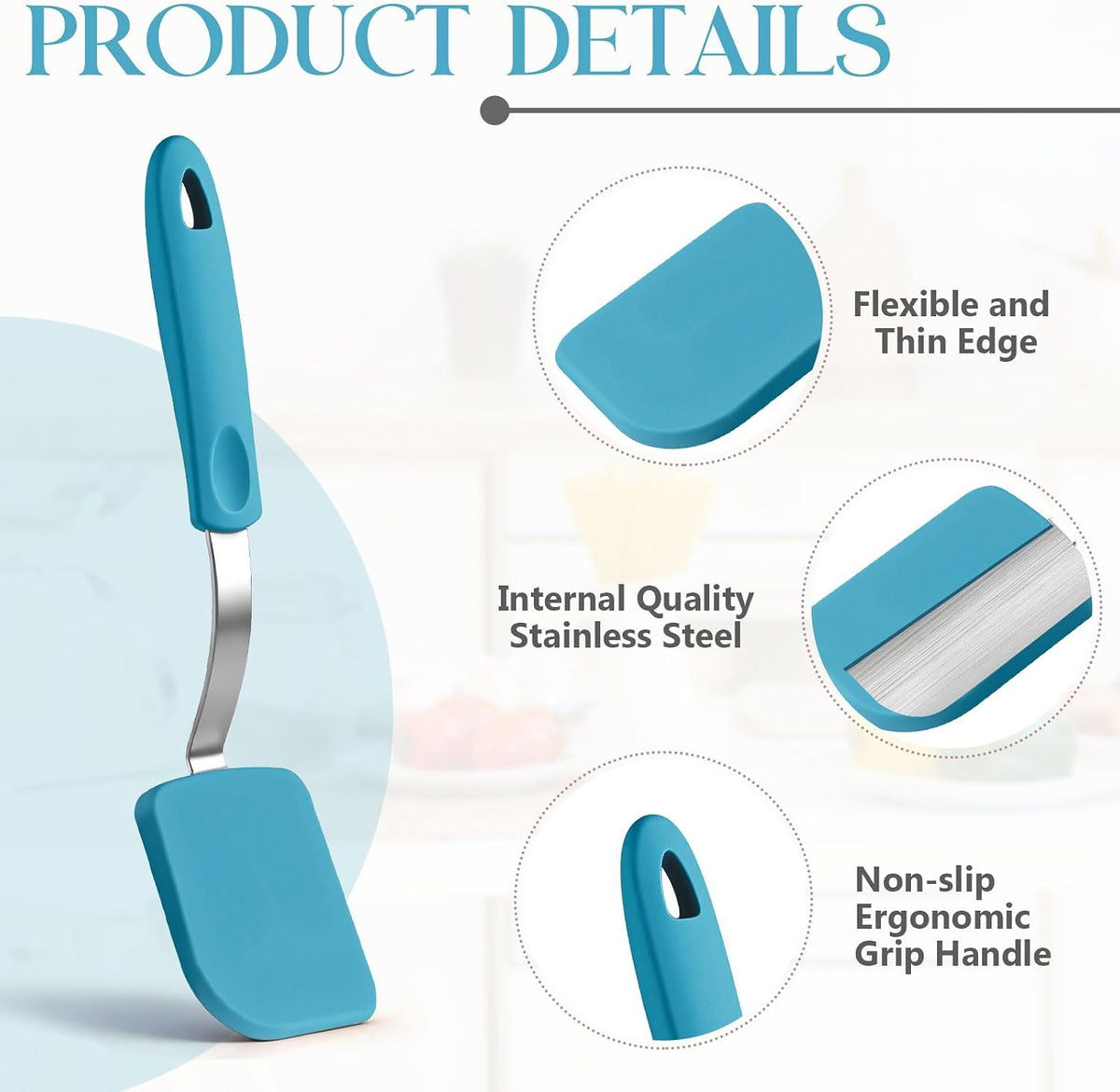 2Pcs Mini Silicone Cookie Brownie Spatula, Solid Flat, Khaki