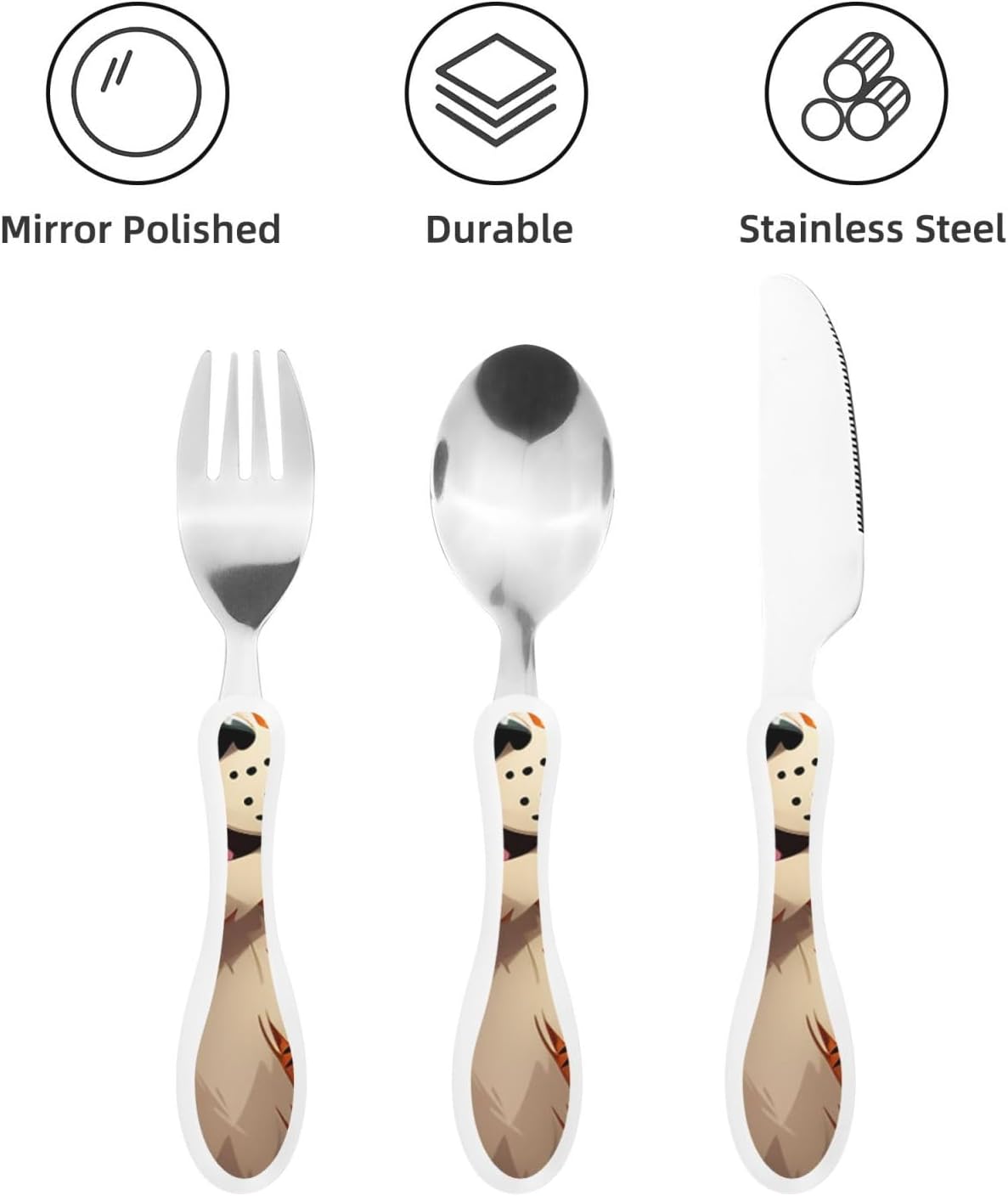3-Piece Kids Silverware Set With Storage Case, Stainless Steel Reusable Children Safe Knife Spoon Fork Set Blue Active Girl Running Sunset Children Flatware Set For Kids Lunch Box - Colors C