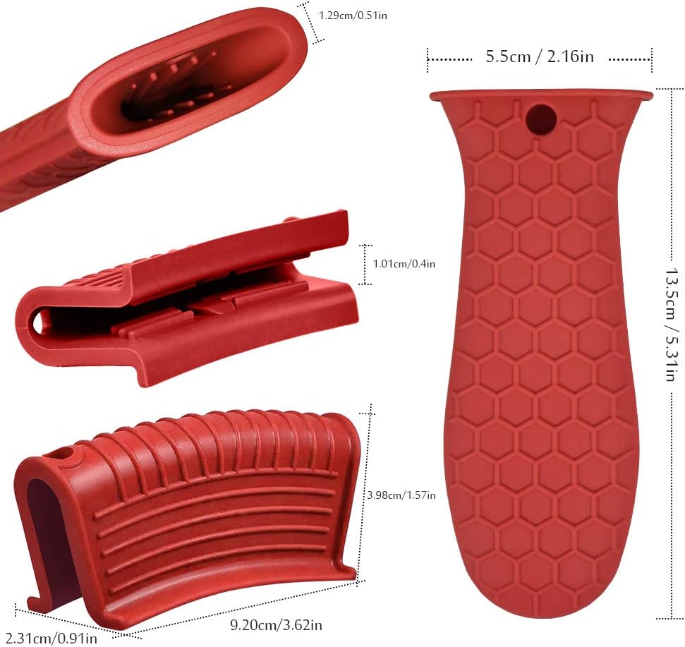 Silicone Hot Handle Holder, Heat Resistant Potholder Cookware Handle Cast Iron Skillets Handles Grip Covers for Cast Iron Skillet