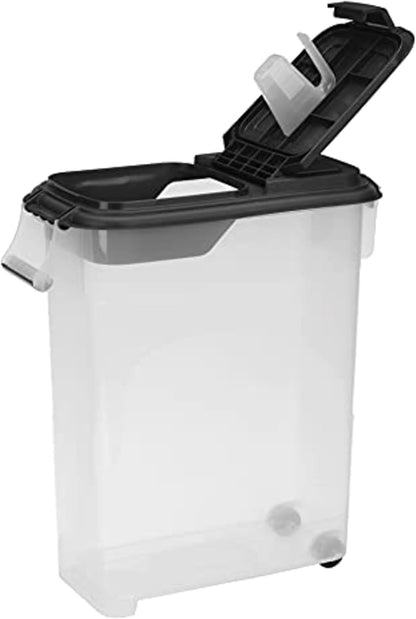 Buddeez Pet Food Storage Dispensers Plastic 4 Gallon - Airtight Flip Top for Freshness - Dry Dog Food, Cat Food or Bird Seed Plastic Containers (Set of 2)