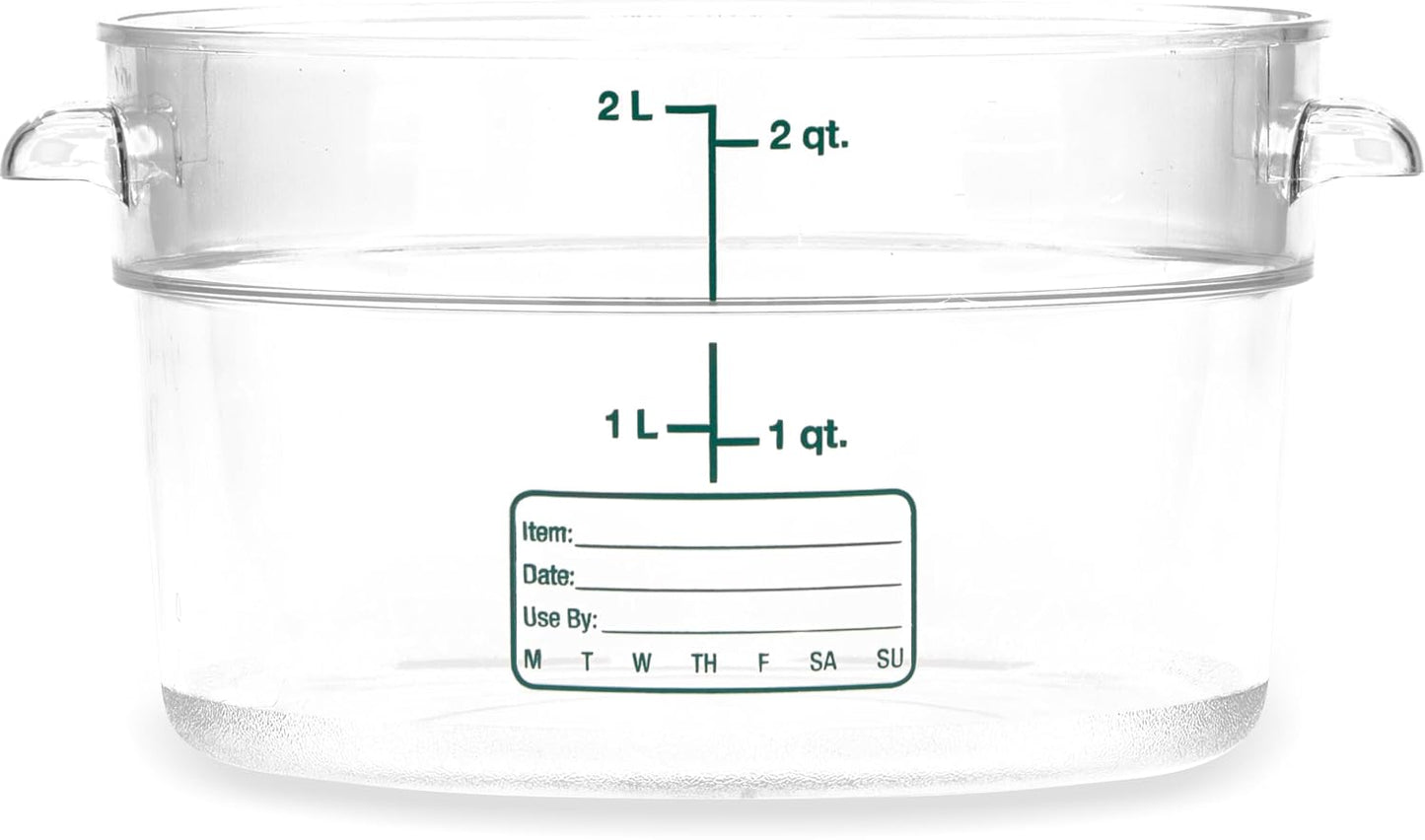 Carlisle FoodService Products Storplus Round Food Storage Container with Stackable Design for Catering, Buffets, Restaurants, Polycarbonate (Pc), 2 Quart, Clear