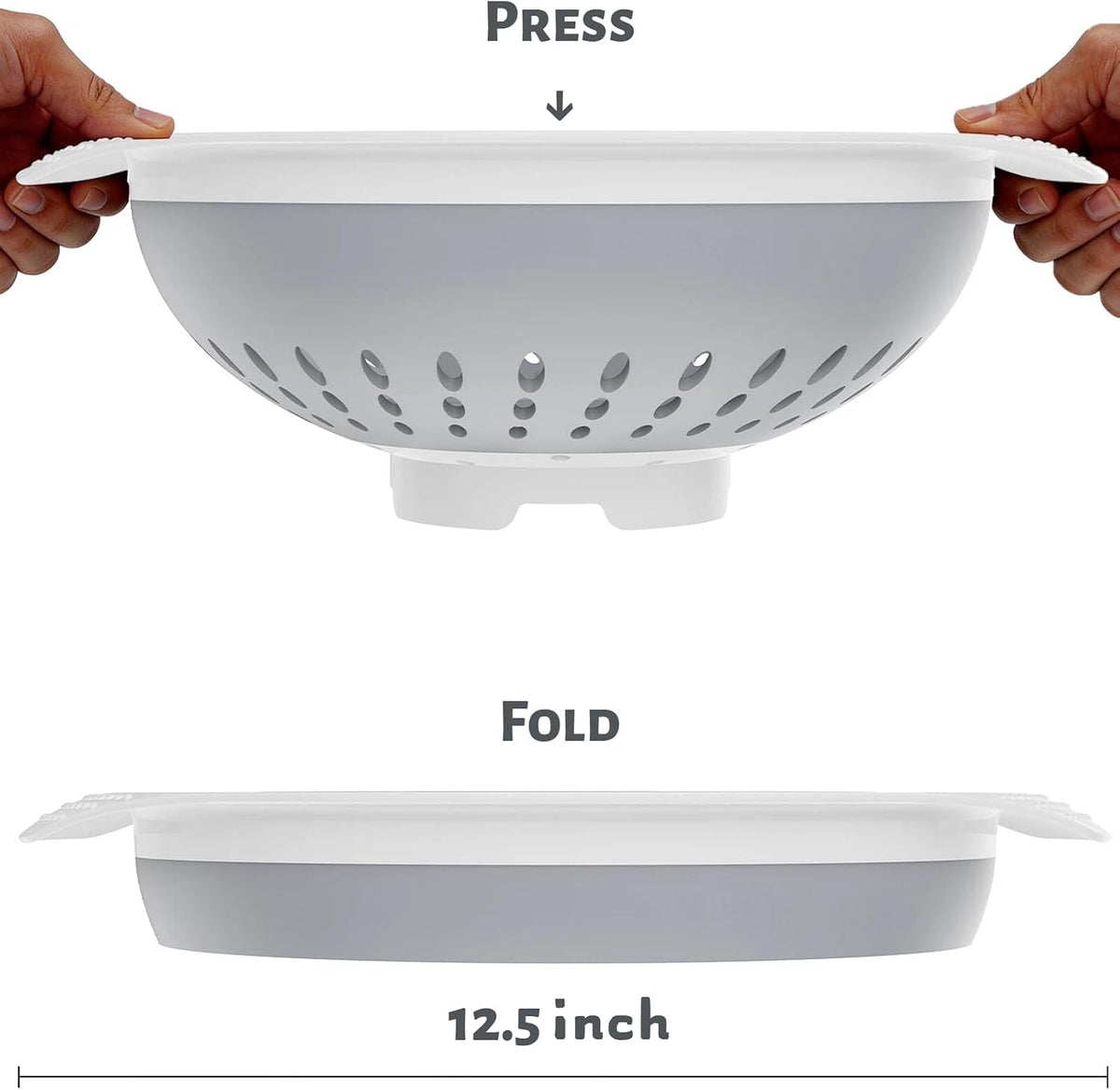 5 Quart Premium Collapsible Colander with Reinforced Handles
