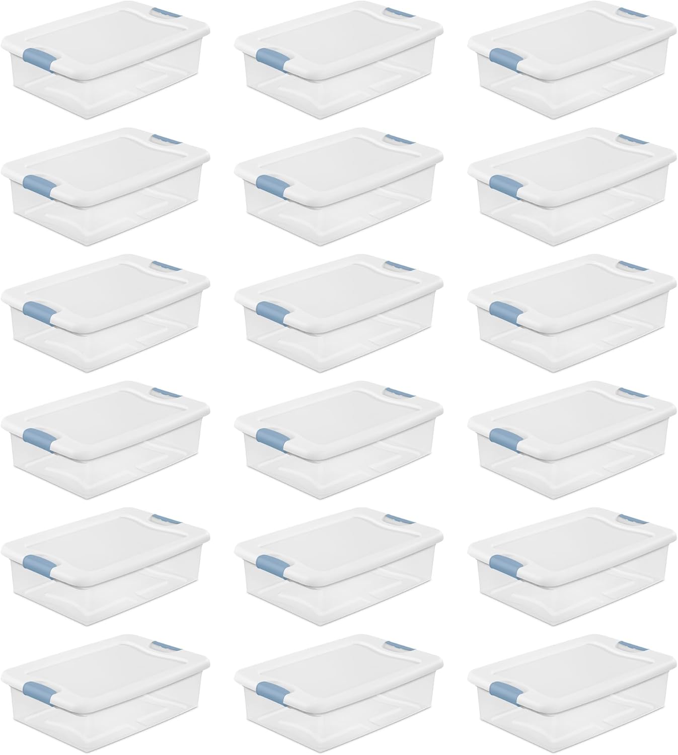 Sterilite 6-Pack Latching Box, Under Bed Storage Bins with Lids, Clear Plastic, 25 Quart - Heavy-Duty Organizing Containers for Closet, Bathroom, and Office