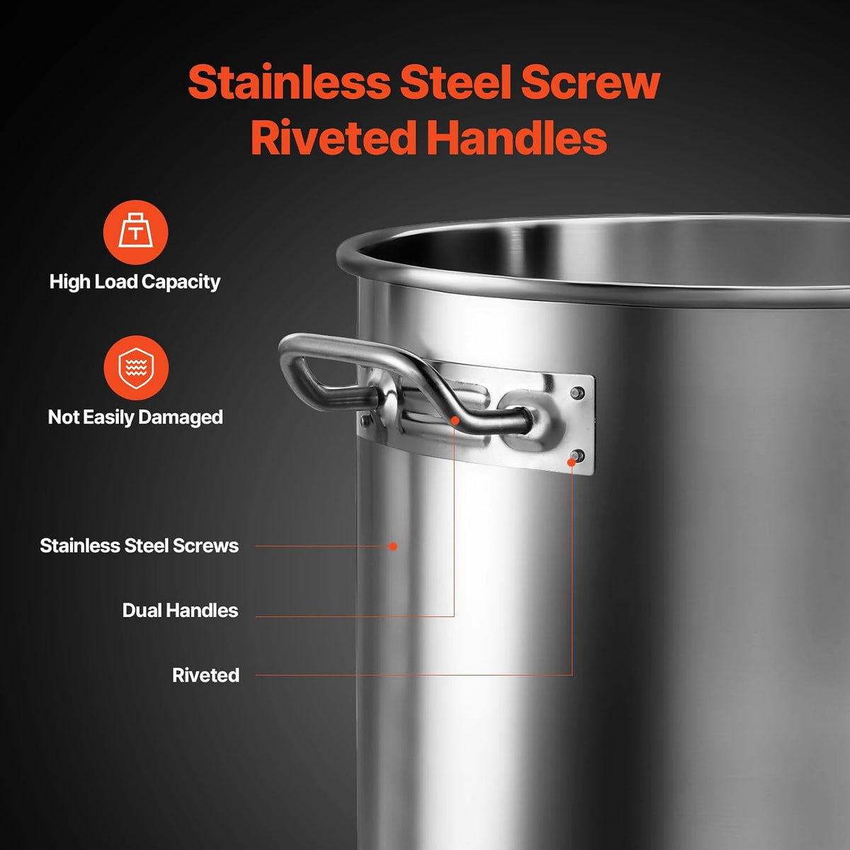 VEVOR Stainless Steel Stockpot, 42 Quart Large Cooking Pots, Cookware Sauce Pot with Strainer, Lid, and Handle, Heavy Duty Commercial Grade Stock Pot, Sanding Treatment, for Large Groups Events Silver