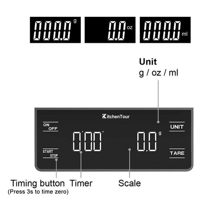 KitchenTour Coffee Scale with Timer